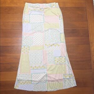 See You Monday Pastel Patchwork Maxi Skirt - Pink, Yellow & Mint